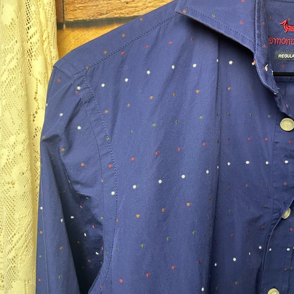 Harmont & Blaine 100% Navy Blue Patterned Shirt (Inv. #001) - Picture 8 of 14